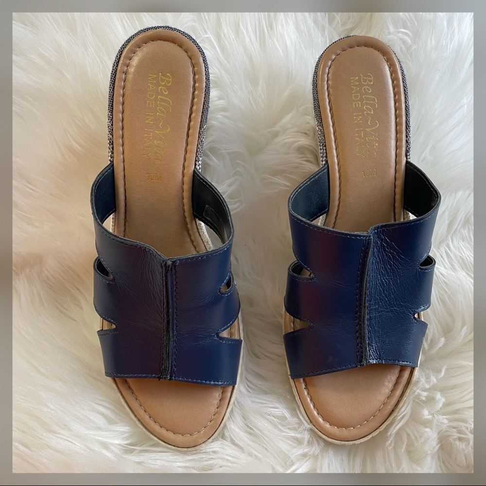 Belle Vita Women's Navy Rox Italy Wedge Sandals